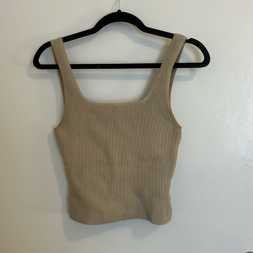 Babaton sculpt knit tan tank top small